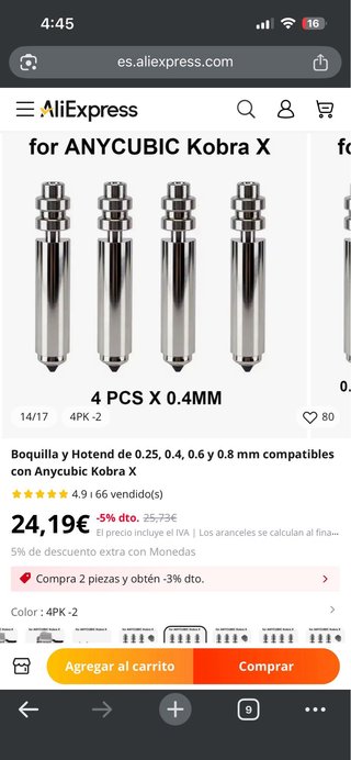 Hotend Impresora 3D Anycubic Kobra