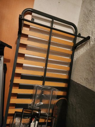 Somier cama 90cm metal y madera