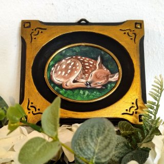 Dipinto a olio con cerbiatto
