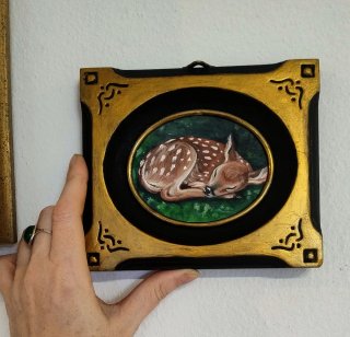 Dipinto a olio con cerbiatto