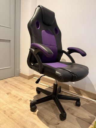 Silla Gaming Ergonómica Negra y Morada