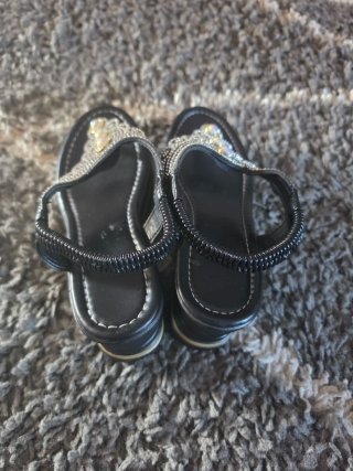Sandali zeppa infradito con strass