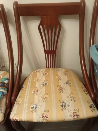 Juego de 6 Sillas de Comedor Madera y Tela