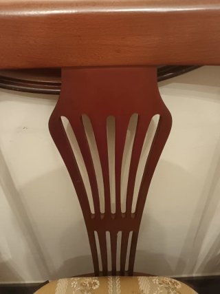 Juego de 6 Sillas de Comedor Madera y Tela