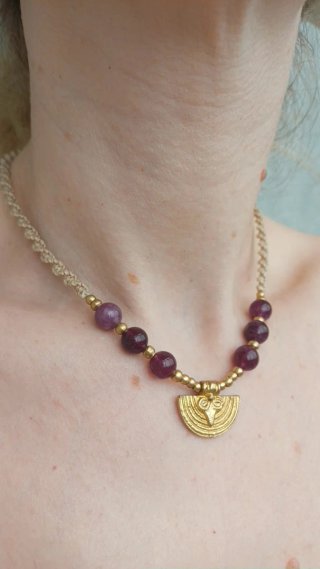 Gargantilla macramé Amatista y charm