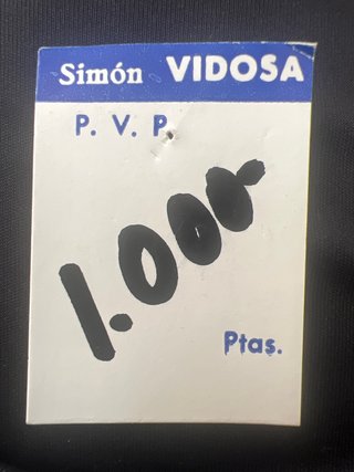 Etiqueta PVP Simón VIDOSA 1.000 Ptas.