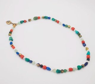 Collana corallo, turchese, perle, avventurina