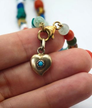 Collana corallo, turchese, perle, avventurina
