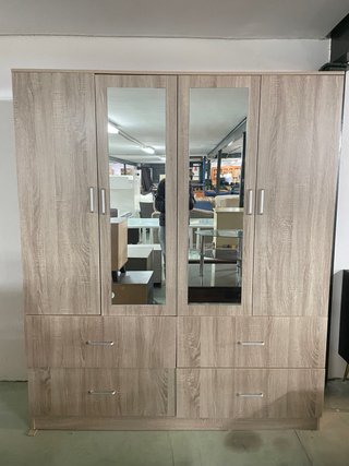 Armario 4 puertas madera y cristal