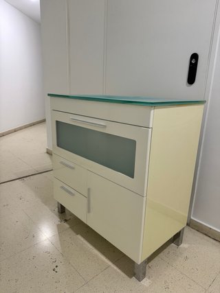 Mueble de baño moderno blanco y azul