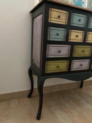 Mueble cajonera vintage multicolor
