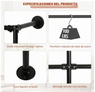 SMONTER Perchero estilo Industrial Tubular Metal
