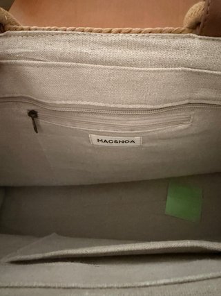 Bolso de rafia MAC&NOA beige y blanco