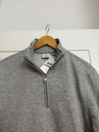 Sudadera Mango Gris Media Cremallera