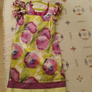 Vestido midi Seda Estampado Volantes manga T40