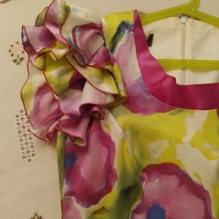 Vestido midi Seda Estampado Volantes manga T40