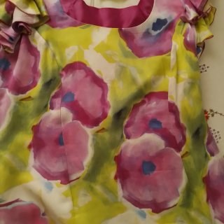 Vestido midi Seda Estampado Volantes manga T40