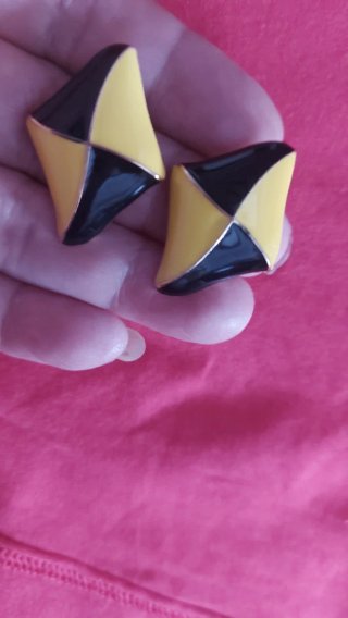Pendientes Vintage  Amarillo y Negro
