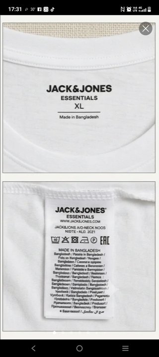 Camiseta Jack & Jones XL Blanca Logo