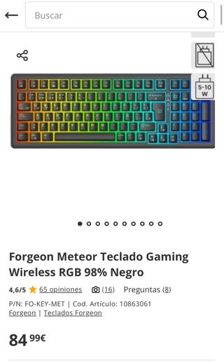 Forgeon Meteor Teclado Gaming Inalámbrico RGB