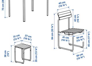 2 uds Silla jardín / terraza  Ikea Madera/Metal