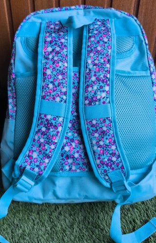 Mochila Movom floral azul y rosa