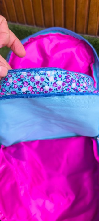 Mochila Movom floral azul y rosa