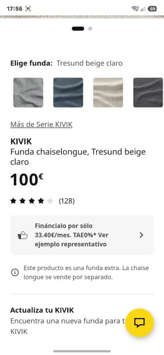 Funda KIVIK chaise longue beige claro IKEA