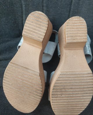 Sandalias cuña esparto plateadas