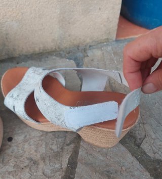 Sandalias cuña esparto plateadas
