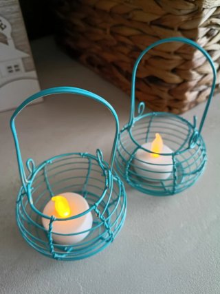Set 2 Lanterne Portacandele Teal