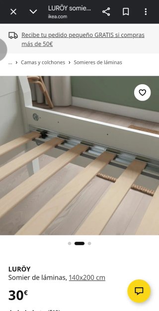 Base de cama Ikea y somier de láminas.
