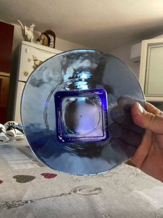 Centrotavola in vetro blu