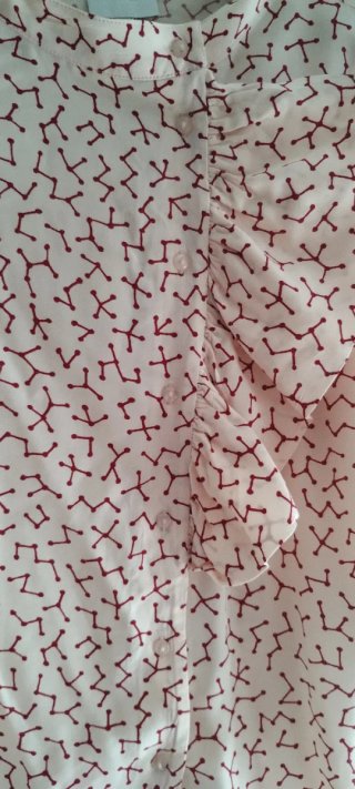 Camisa rosa con volante y estampado