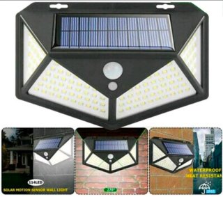 4 Faretti Energia Solare 100 LED Sensore Movimento