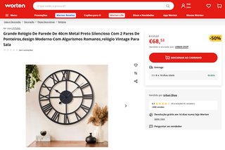 Relógio de Parede Grande Vintage 40cm Redondo
