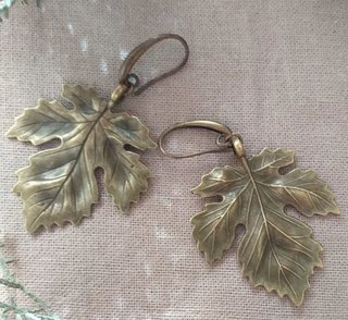 Pendientes Hojas Plátano Bronce
