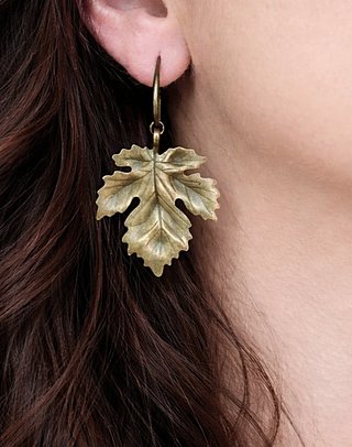 Pendientes Hojas Plátano Bronce