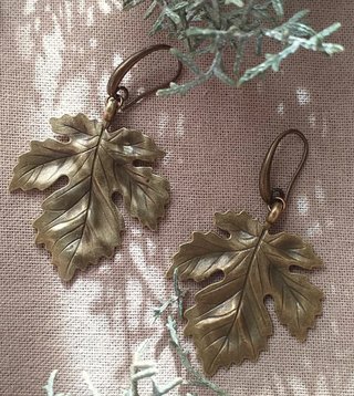 Pendientes Hojas Plátano Bronce