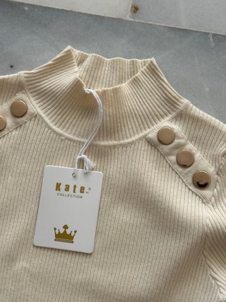 Camiseta Kate manga larga beige botones