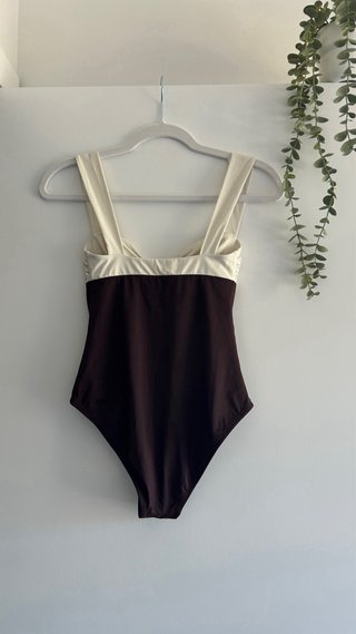 Bañador Massimo Dutti blanco y marrón