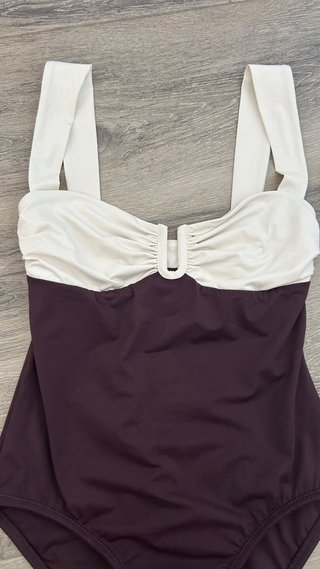 Bañador Massimo Dutti blanco y marrón