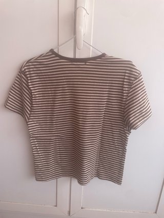 Camiseta Pull&Bear rayas marrón y beige Talla S