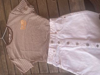 Camiseta Pull&Bear rayas marrón y beige Talla S