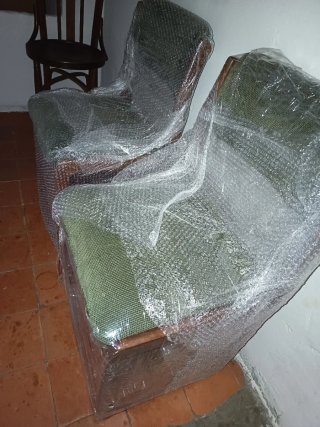 4 Sillas de Salón Madera y Tela