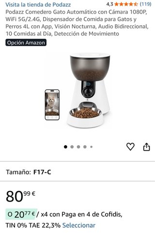 Comedero Automático PERRO GATO con Cámara NUEVO