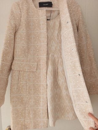 Vestido beige jacquard talla XS