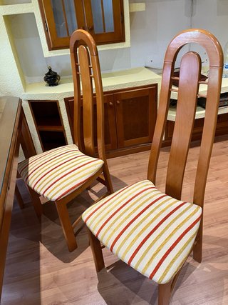 Conjunto mesa comedor y 6 sillas madera
