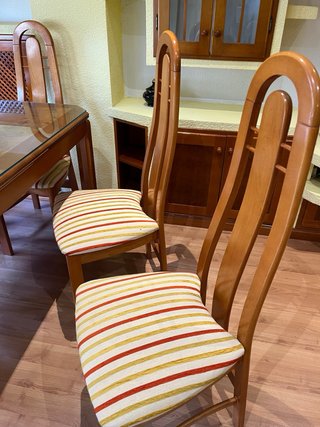 Conjunto mesa comedor y 6 sillas madera