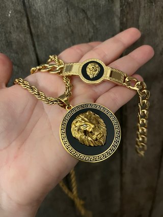 Conjunto Collar y Pulsera León Bañado en Oro
